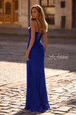 Picture of: Stretch Lace Prom Dress with Scoop Neck and Lace Up Back in Royal Blue, Style 33036, Back Picture