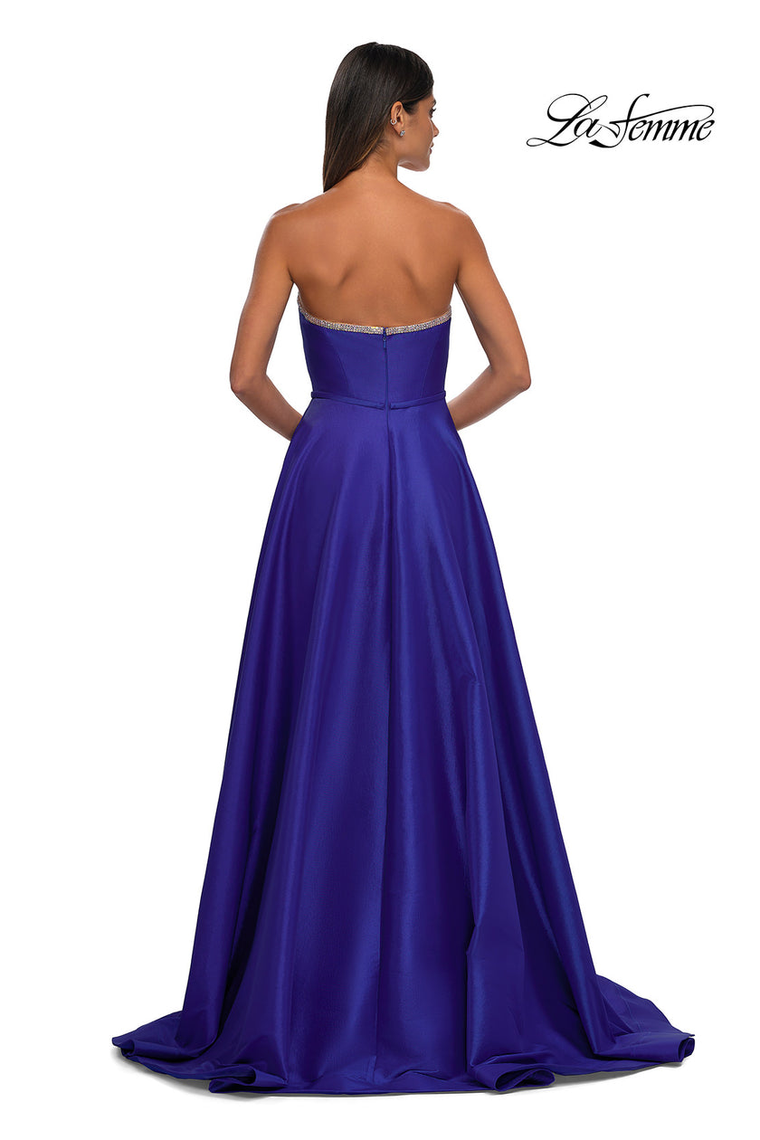 Picture of: A-line Mikado Prom Dress with Rhinestone Neckline in Royal Blue, Style: 33063, Back Picture