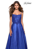 Picture of: Long Mikado Gown with Lace Bust and Open Back in Royal Blue, Style: 27222, Detail Picture 1