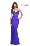Picture of: Prom Dress with Fitted Bustier Rhinestone Top in Blue, Style: 32260, Detail Picture 1