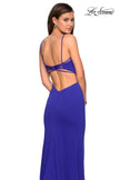 Picture of: Form Fitting Long Dress with Cut Outs and Strappy Back in Royal Blue, Style: 27516, Detail Picture 2
