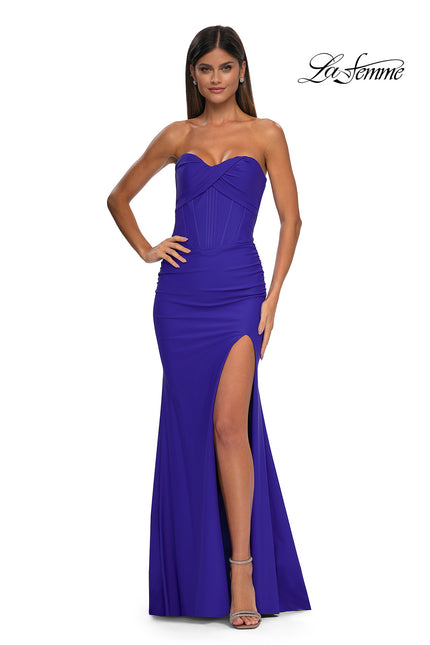 Picture of: Strapless Jersey Evening Dress with Unique Corset Top in Royal Blue, Style: 32843, Detail Picture 3