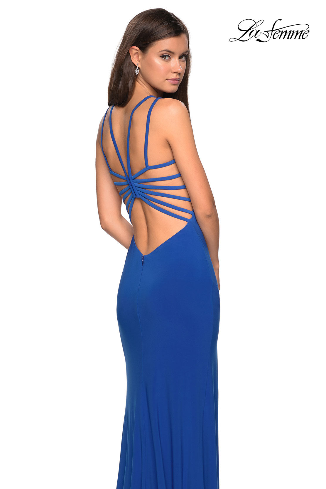 Picture of: Sultry Long Dress with Intricate Strappy Back in Royal Blue, Style: 27072, Detail Picture 4