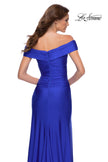 Picture of: Off the Shoulder Chic Jersey Gown with Ruching in Royal Blue, Style 29781, Detail Picture 4