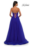 Picture of: A-line Tulle Dress with Satin Top and Rhinestone Neckline in Royal Blue, Style: 32731, Detail Picture 4