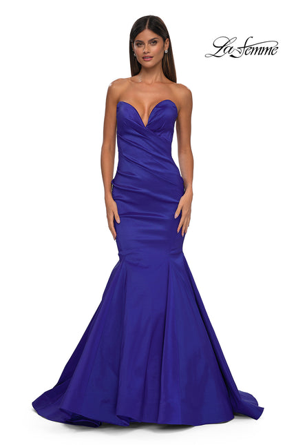 Picture of: Mermaid Stretch Mikado Evening Dress with Illusion Back in Royal Blue, Style: 32791, Detail Picture 4