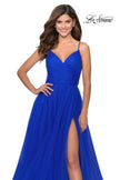 Picture of: Long Tulle A-line Prom Gown with Side Slit and Pockets in Royal Blue, Style: 28561, Detail Picture 5