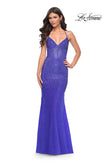 Picture of: Stunning Rhinestone Embellished Fitted Tulle Dress in Blue, Style: 32007, Detail Picture 5