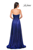 Picture of: Textured Chiffon Flowy Strapless Evening Dress in Royal Blue, Style 32382, Detail Picture 5