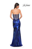 Picture of: Pretty Metallic Jersey Ruched Dress with Sweetheart Neckline in Royal Blue, Style 32806, Detail Picture 6