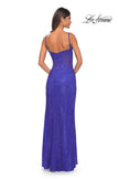 Picture of: Rhinestone Embellished Fishnet Dress with Lace Details in Royal Blue, Style: 32409, Detail Picture 7