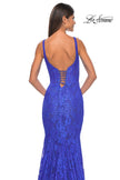 Picture of: Mermaid Stretch Lace Gown with Corset Top in Royal Blue, Style: 32420, Detail Picture 7