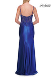 Picture of: Rhinestone Sheer Lace Bodice Prom Dress with High Slit in Royal Blue, Style: 33627, Detail Picture 7