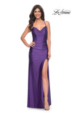 Picture of: Rhinestone Jersey Dress with Slit and Ruching in Purple, Style: 32317, Main Picture