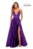 Picture of: V-Neck Satin Prom Dress with Lace Up Back in Royal Purple, Style: 28628, Detail Picture 8