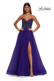 Picture of: Beautiful A-line Prom Dress with Rhinestone Encrusted Corset Top in Royal Purple, Style: 32754, Detail Picture 12