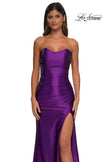 Picture of: Strapless Stretch Satin Dress with Sheer Corset Back in Royal Purple, Style: 32649, Detail Picture 14