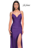 Picture of: Ruched Jersey Prom Dress with Slit in Jewel Tones in Royal Purple, Style 31130, Detail Picture 3