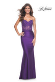 Picture of: Sweetheart Strapless Jersey Gown with Lace Sheer Bodice in Royal Purple, Style: 32254, Detail Picture 3