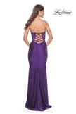 Picture of: Sweetheart Strapless Jersey Gown with Lace Sheer Bodice in Royal Purple, Style: 32254, Detail Picture 4