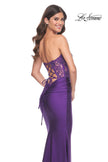 Picture of: Sweetheart Strapless Jersey Gown with Lace Sheer Bodice in Royal Purple, Style: 32254, Detail Picture 5