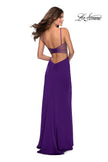 Picture of: Long Prom Dress with Faux Strappy Open Back in Royal Purple, Style: 28461, Detail Picture 7