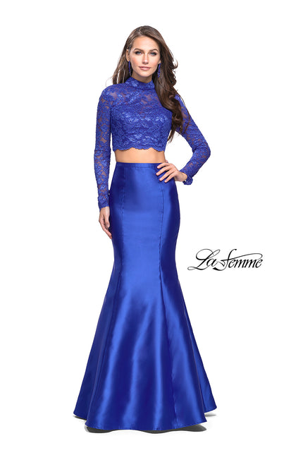 Picture of: Two Piece Mermaid Prom Dress with Lace Top in Royal Blue, Style: 24901, Main Picture