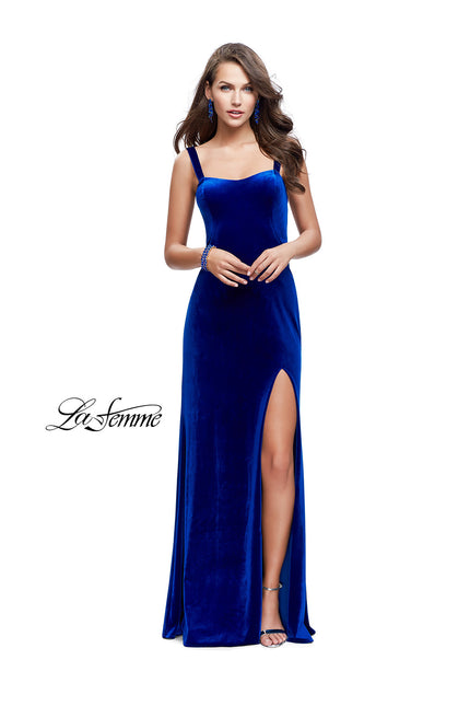 Picture of: Long Velvet Dress with Sweetheart Neckline in Royal Blue, Style: 25375, Main Picture