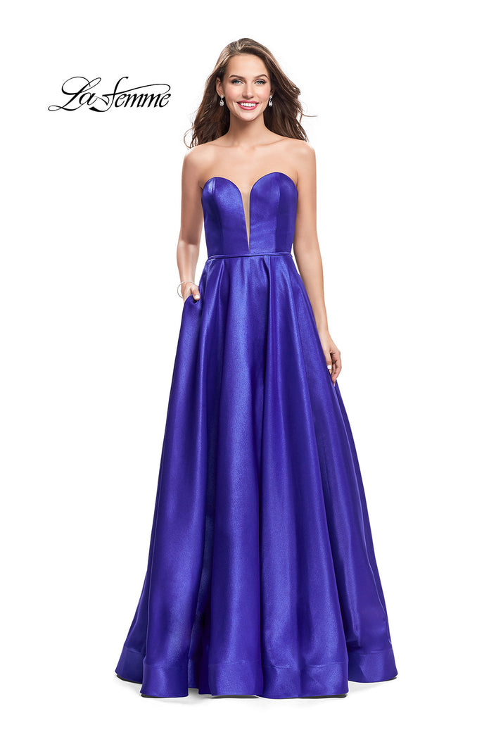 Picture of: Strapless Mikado A-line Gown with Pockets in Royal Blue, Style: 26088, Main Picture
