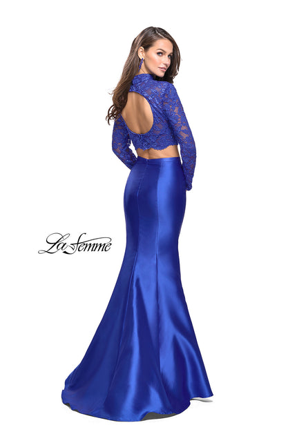 Picture of: Two Piece Mermaid Prom Dress with Lace Top in Royal Blue, Style: 24901, Back Picture