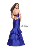 Picture of: Long Mikado Mermaid Gown with Tiered Ruffle Skirt in Royal Blue, Style: 25432, Back Picture