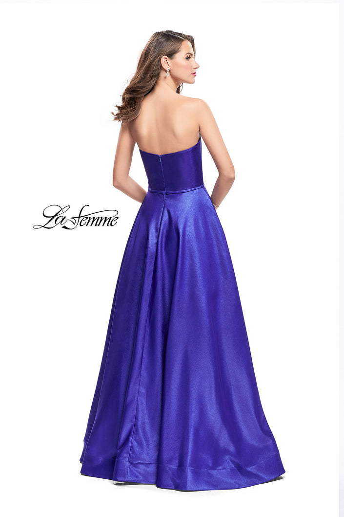 Picture of: Strapless Mikado A-line Gown with Pockets in Royal Blue, Style: 26088, Back Picture