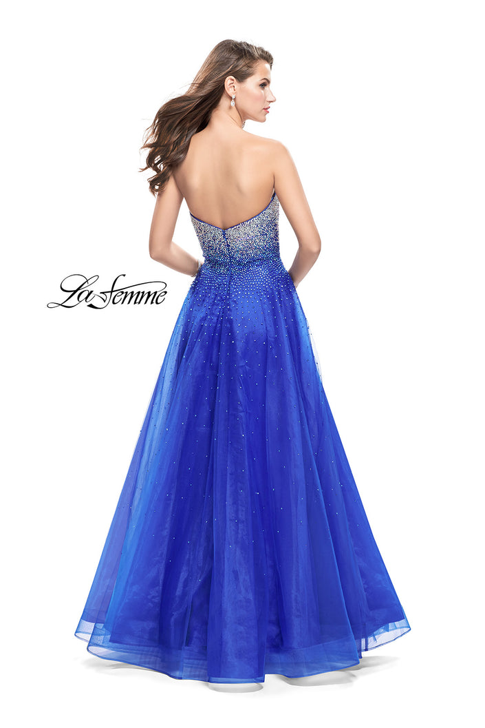 Picture of: Long Strapless Ball Gown with Metallic Ombre Rhinestones in Royal Blue, Style: 26264, Back Picture