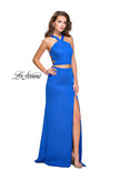 Picture of: Halter Two Piece Satin Prom Dress with Caged Back in Royal Blue, Style: 26171, Detail Picture 2