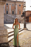Picture of: Pastel Rhinestone Fishnet Dress with Illusion Sides in Sage, Style: 32408, Detail Picture 2