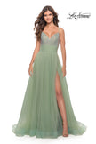 Picture of: Tulle Gown with Full Skirt and Rhinestone Bodice in Sage, Style: 31238, Main Picture