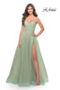 Picture of: Long Tulle A-line Gown with Side Slit and Pockets in Sage, Style: 31501, Main Picture