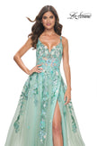 Picture of: Gorgeous Sequin Floral Lace Applique A-Line Tulle Sage Prom Dress in Sage, Style: 32347, Main Picture