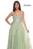 Picture of: Two Tone Tulle A-Line Prom Dress with Floral Beaded Detail in Sage, Style: 32090, Detail Picture 8