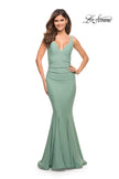 Picture of: Simple Jersey Gown with Flattering Ruching in Sage, Style: 30746, Detail Picture 1