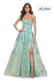 Picture of: Gorgeous Sequin Floral Lace Applique A-Line Tulle Sage Prom Dress in Sage, Style: 32347, Detail Picture 2
