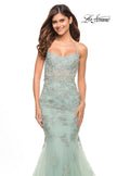 Picture of: Stunning Mermaid Tulle and Jeweled Lace Dress in Sage, Style: 30621, Detail Picture 4