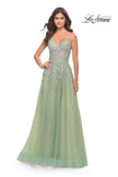 Picture of: Tulle A-Line Gown with Pretty Lace Applique Details in Sage, Style: 31393, Detail Picture 4