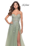 Picture of: Sweetheart Tulle Strapless Gown with Lace Applique in Sage, Style: 31363, Detail Picture 5