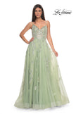 Picture of: Two Tone Tulle A-Line Prom Dress with Floral Beaded Detail in Sage, Style: 32090, Detail Picture 5