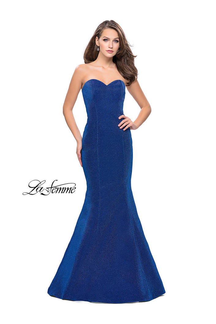 Picture of: Form Fitting Mermaid Prom Dress with Open Back in Sapphire Blue, Style: 25811, Main Picture