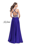 Picture of: Satin Two Piece Prom Dress with Beaded Trim in Sapphire Blue, Style: 25978, Back Picture