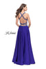 Picture of: Satin Two Piece Prom Dress with Beaded Trim in Sapphire Blue, Style: 25978, Back Picture