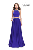 Picture of: Satin Two Piece Prom Dress with Beaded Trim in Sapphire Blue, Style: 25978, Detail Picture 1