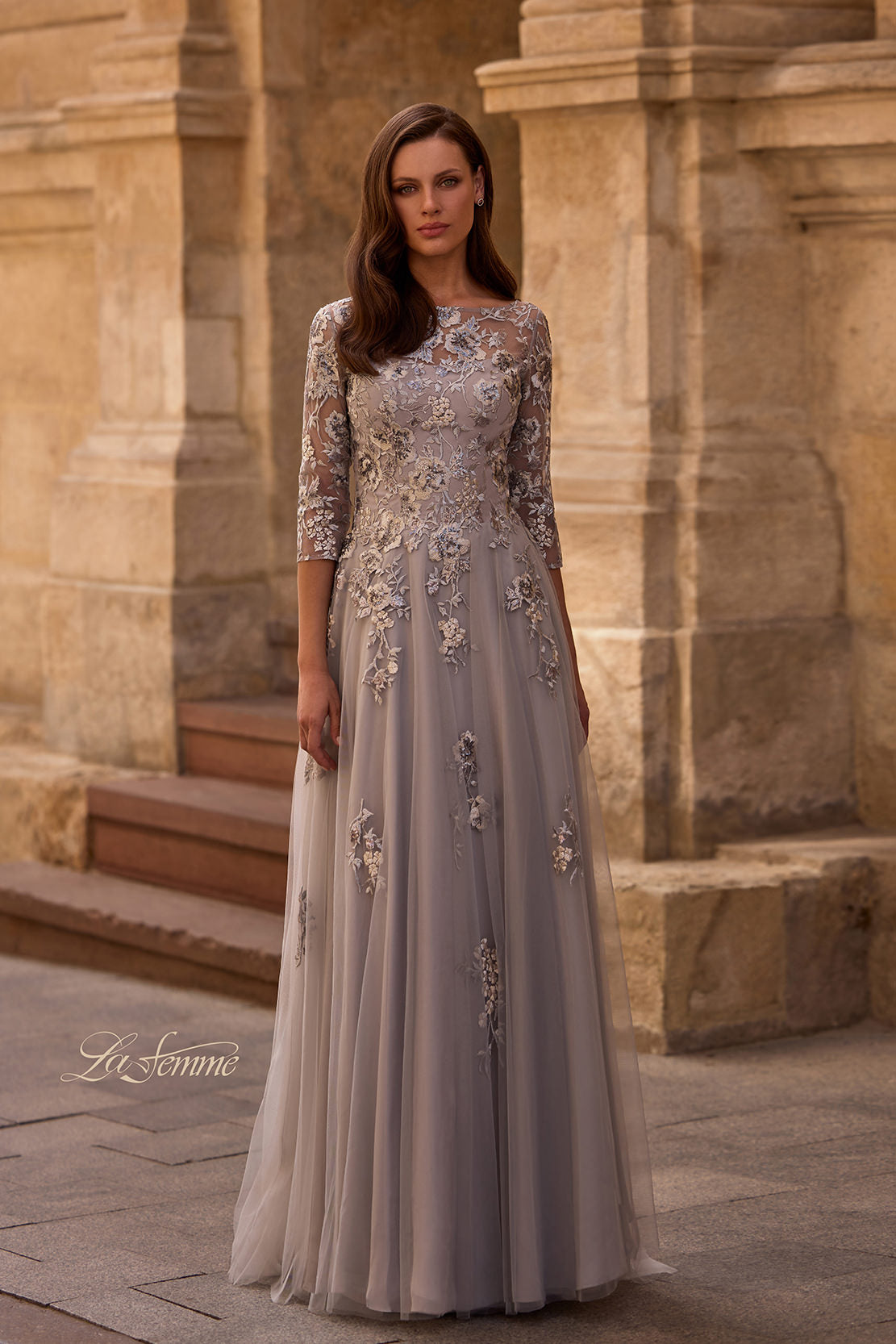 Picture of: A Line Tulle and Lace Gown with Boat Neckline, Style: 29825, Main Picture